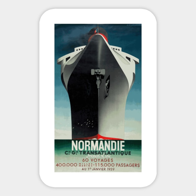 Normandie - French Ocean Liner - Iconic Art Deco Travel Poster Design by A M Cassandre Sticker by Naves